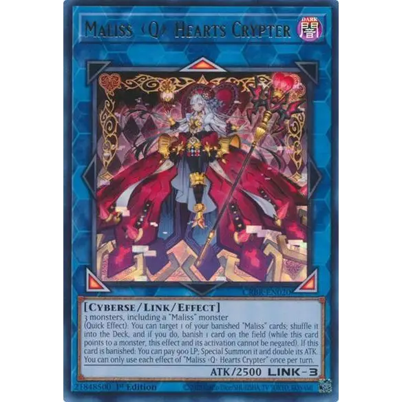 Maliss Q Hearts Crypter - CRBR-EN020 - Collector Rare - 1st Edition